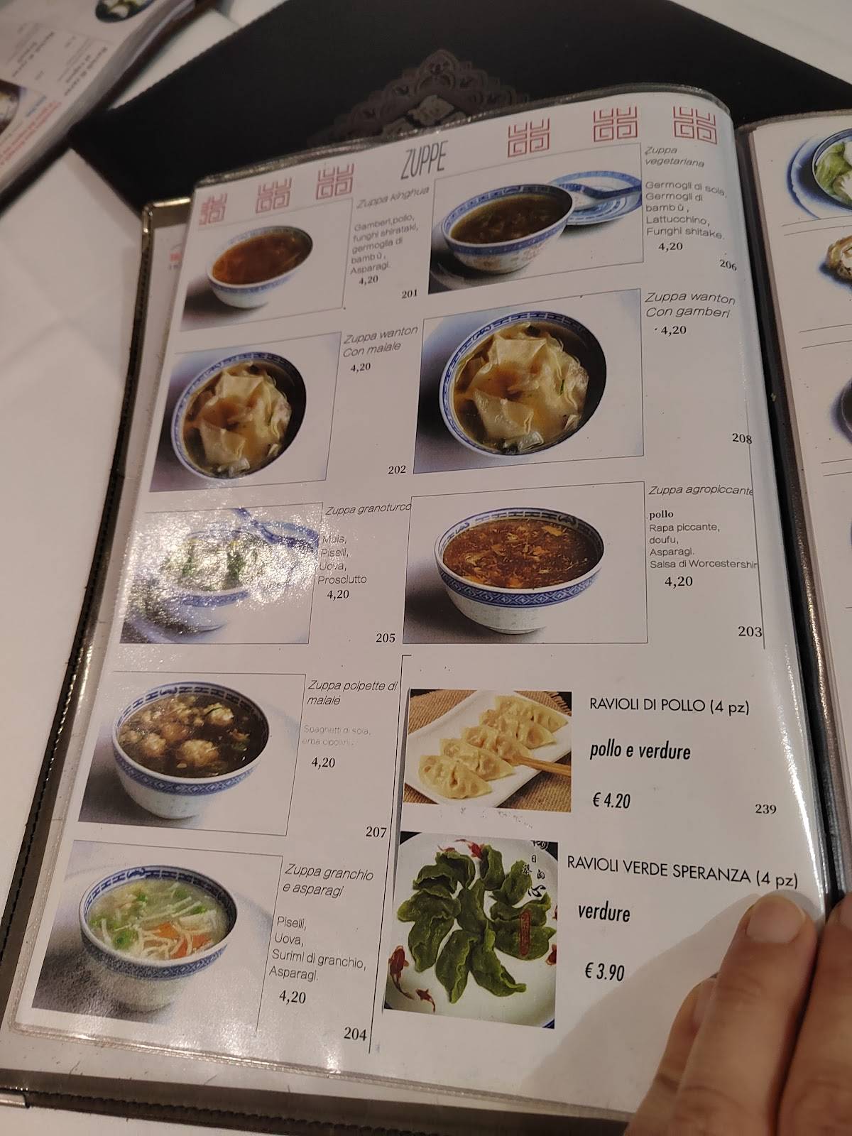 Menu di King Hua dal 1981 