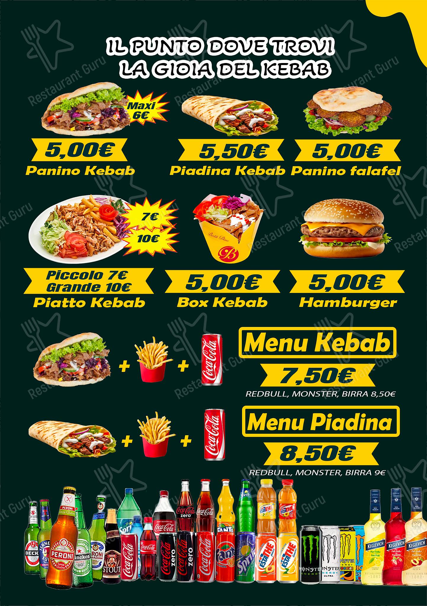 Menu di Punto Kebab - pasti e bevande