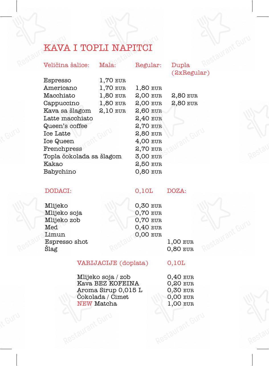 Menu per King's Cafe & Coffee Bar in Fiume