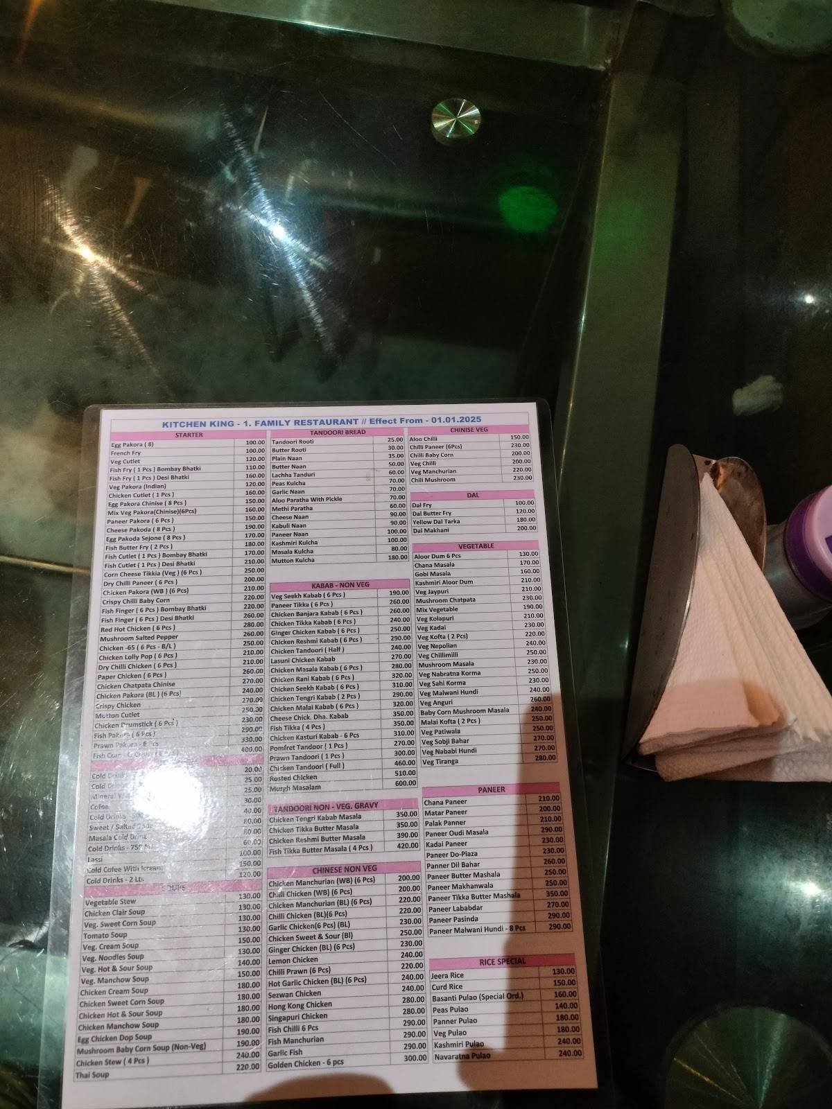 Kitchen King 1 family restaurant. menu