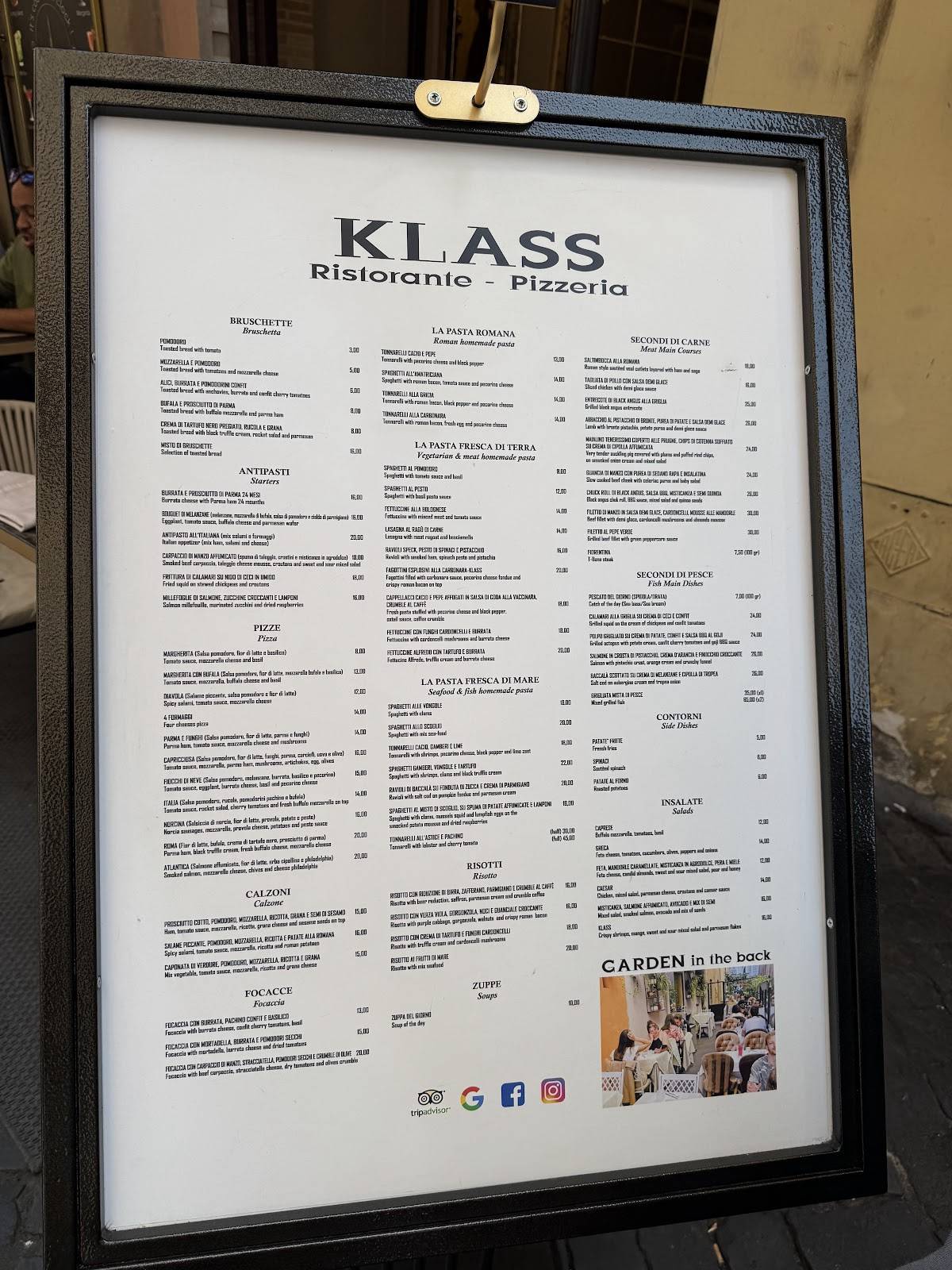 Menu di Klass Restaurant 