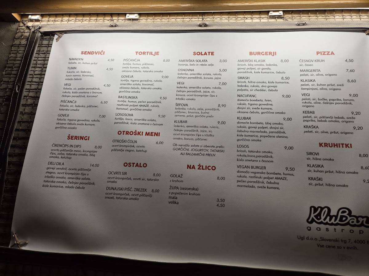 Menu di KluBar 