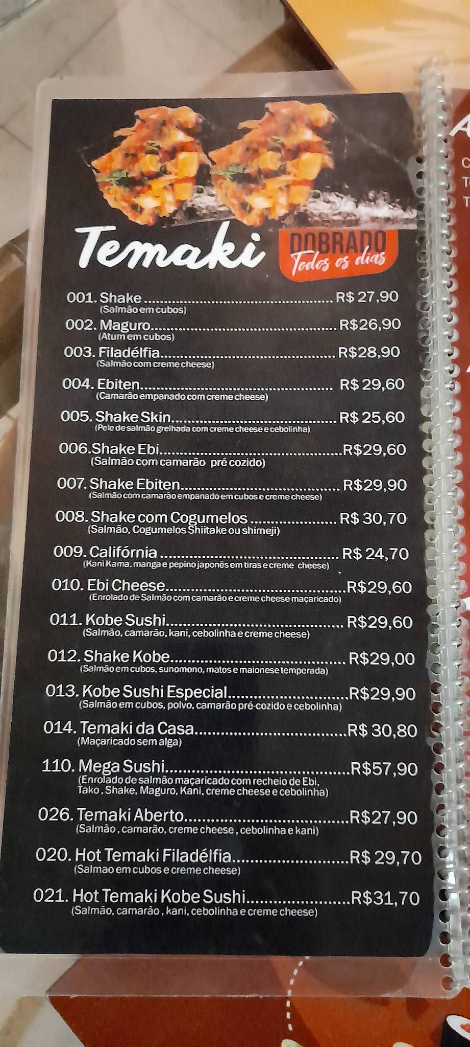 Kobe cardápio