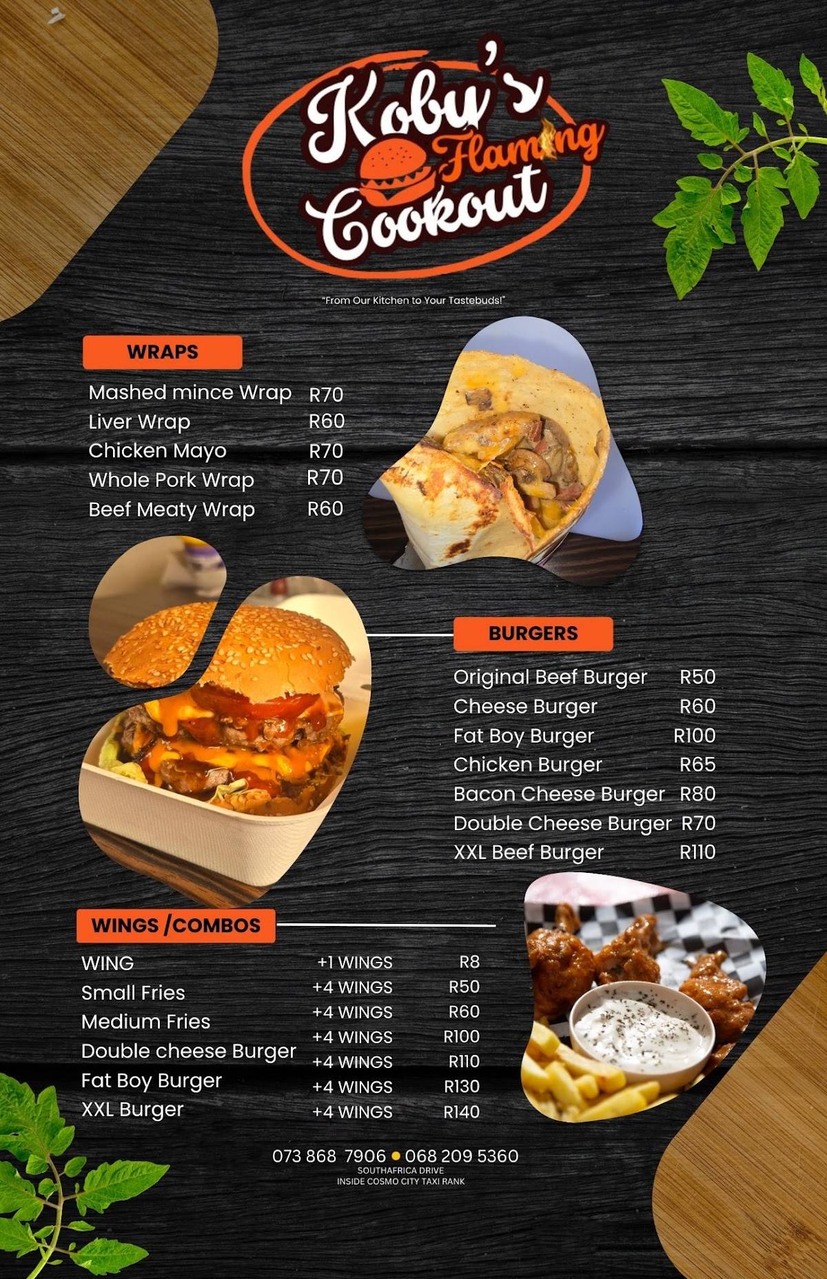 Menu de Koby's Flaming Cookout