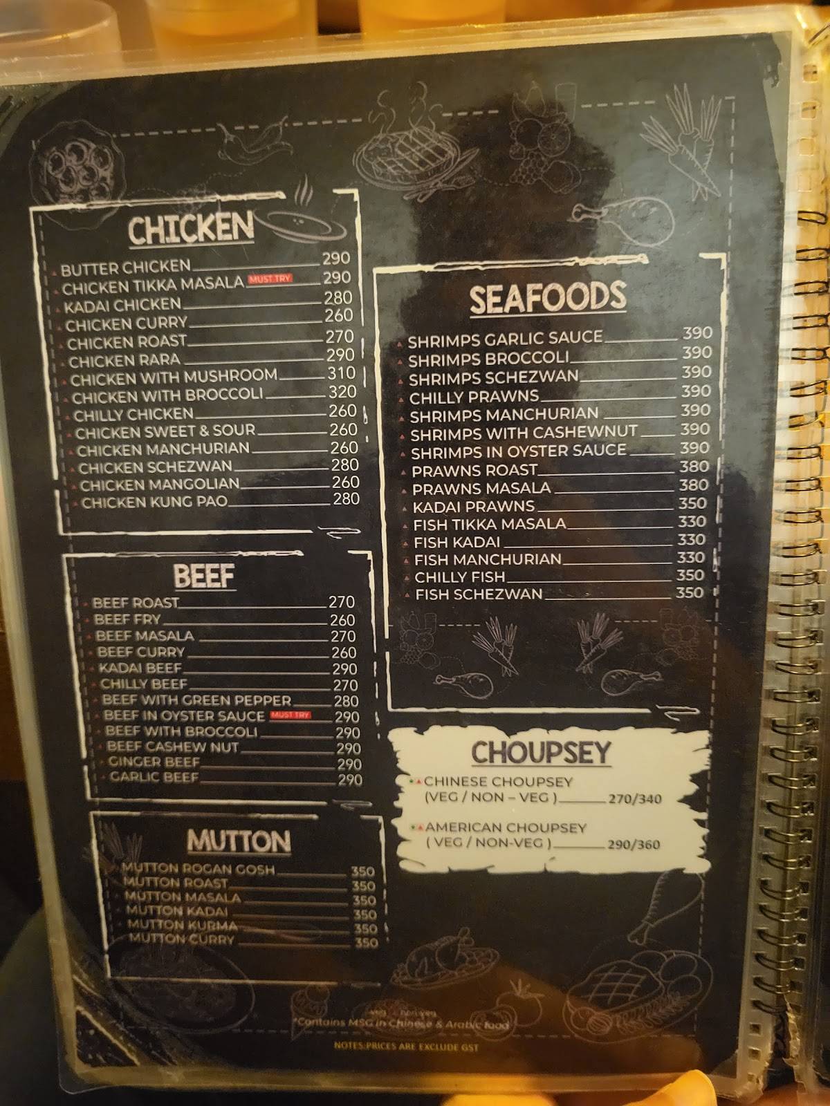 The Salt Restaurant Panampilly Nagar menu