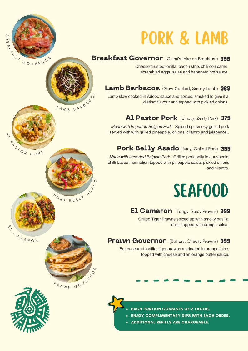 Chimichanga menu