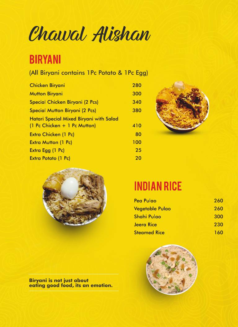 Hatari Restaurant - Garia menu