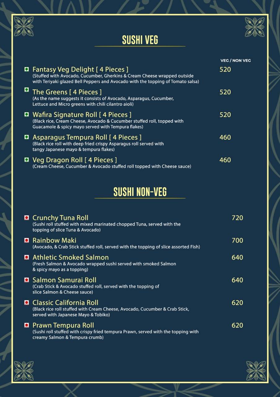 Wafira menu