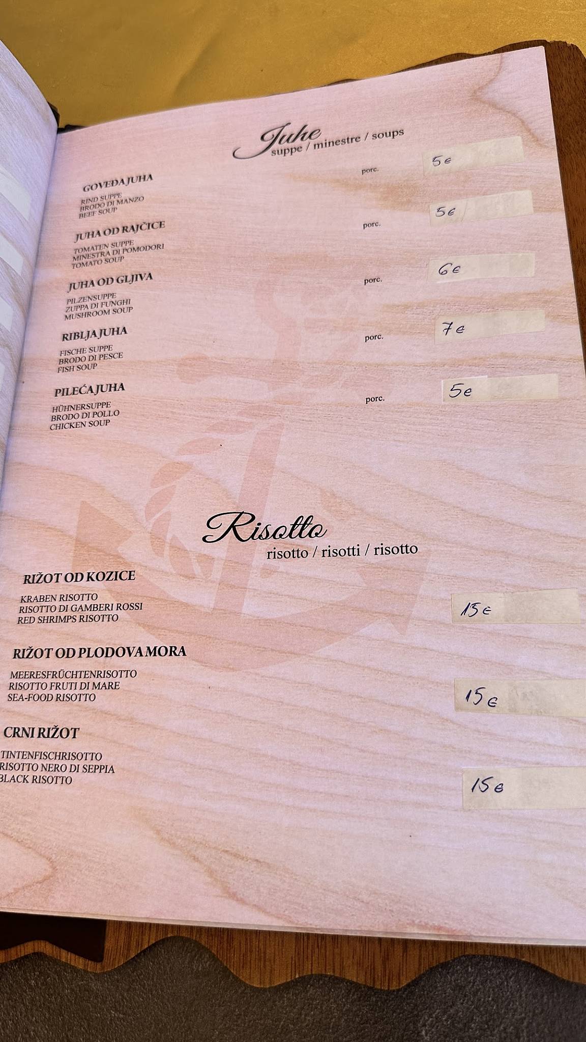 Menu di Konoba Jelaš 