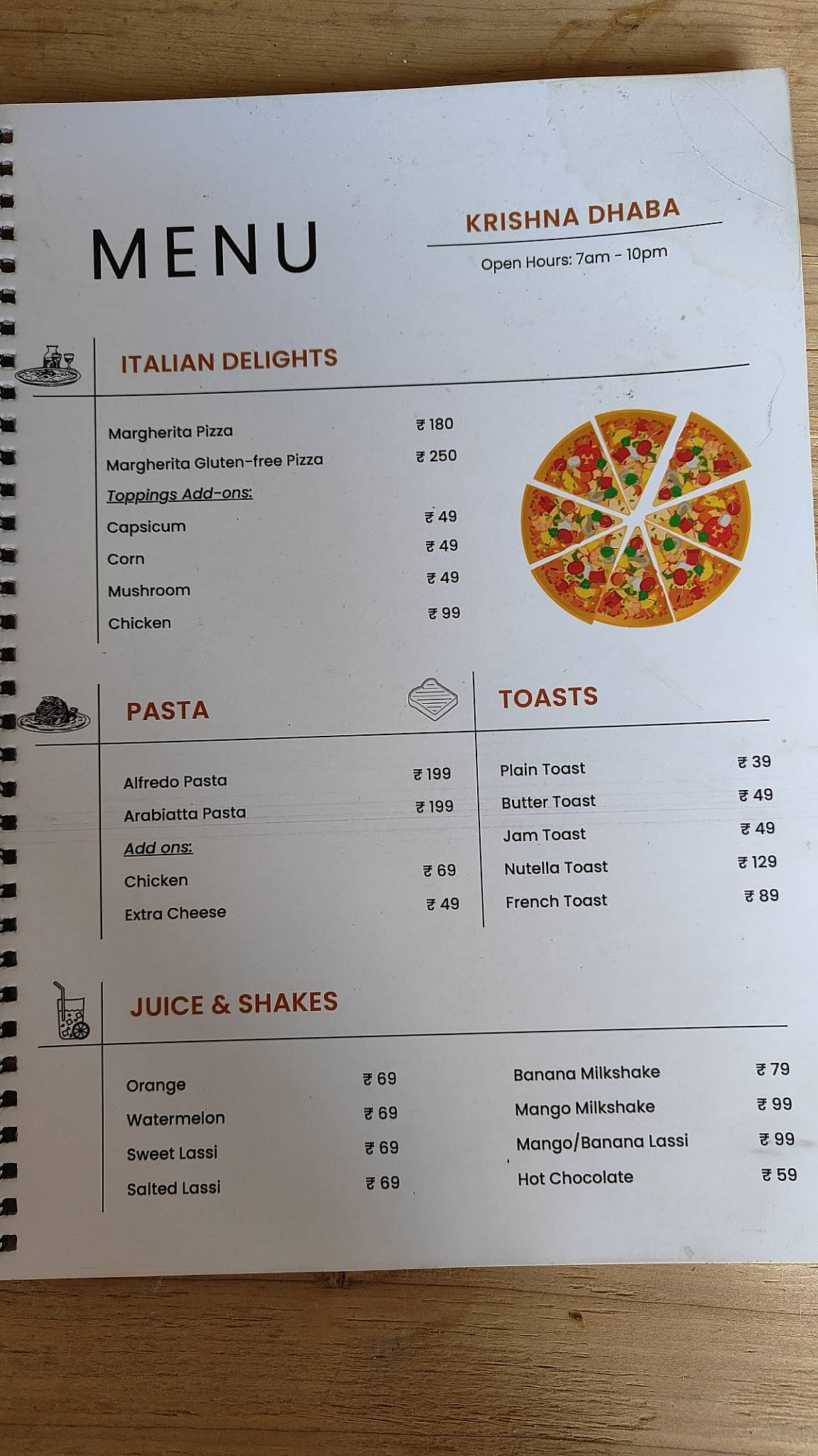 Krishna Dhaba menu
