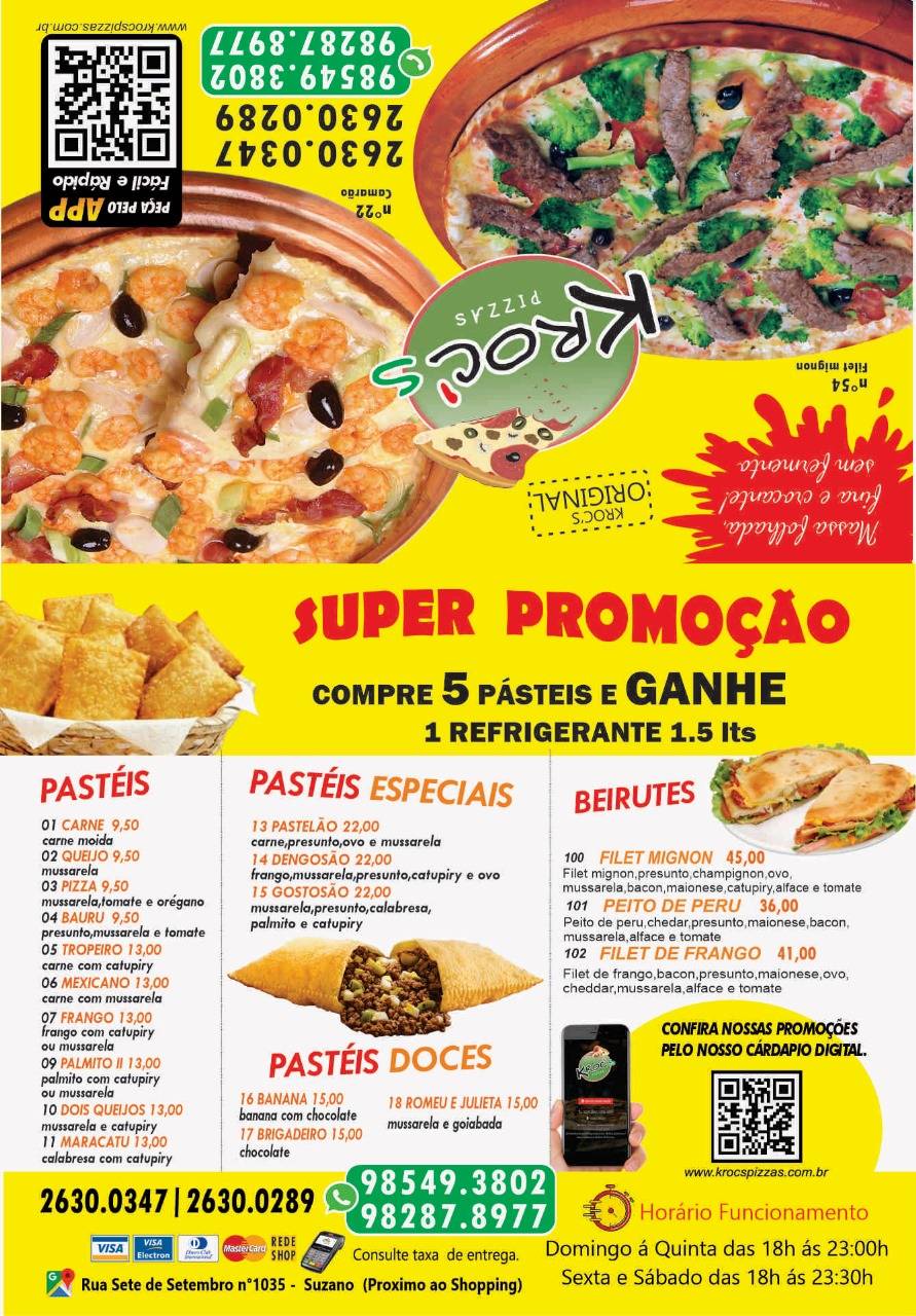 Kroc's Pizzaria em Suzano cardápio