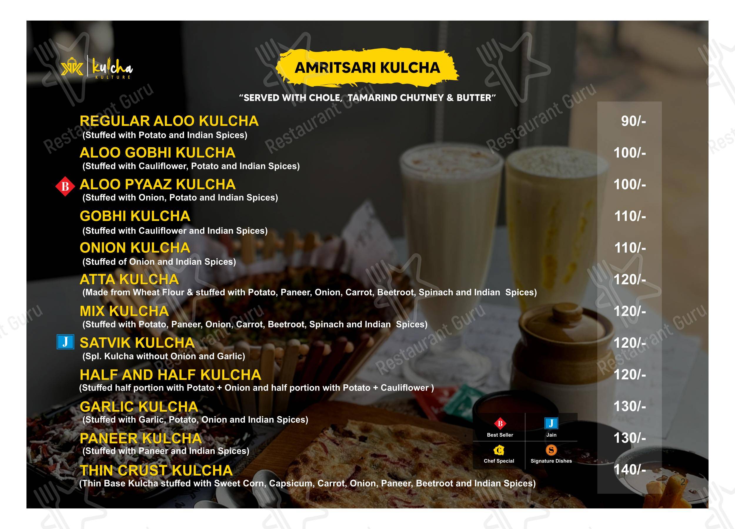 Menu for Kulcha Kulture in Moga