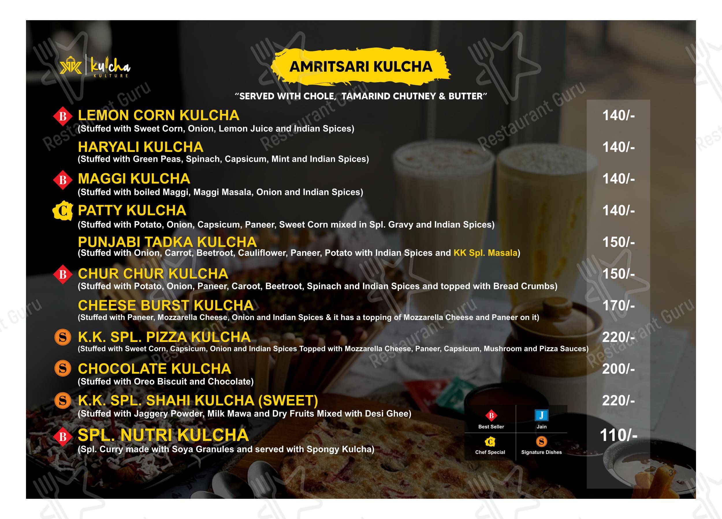 Menu for Kulcha Kulture in Moga