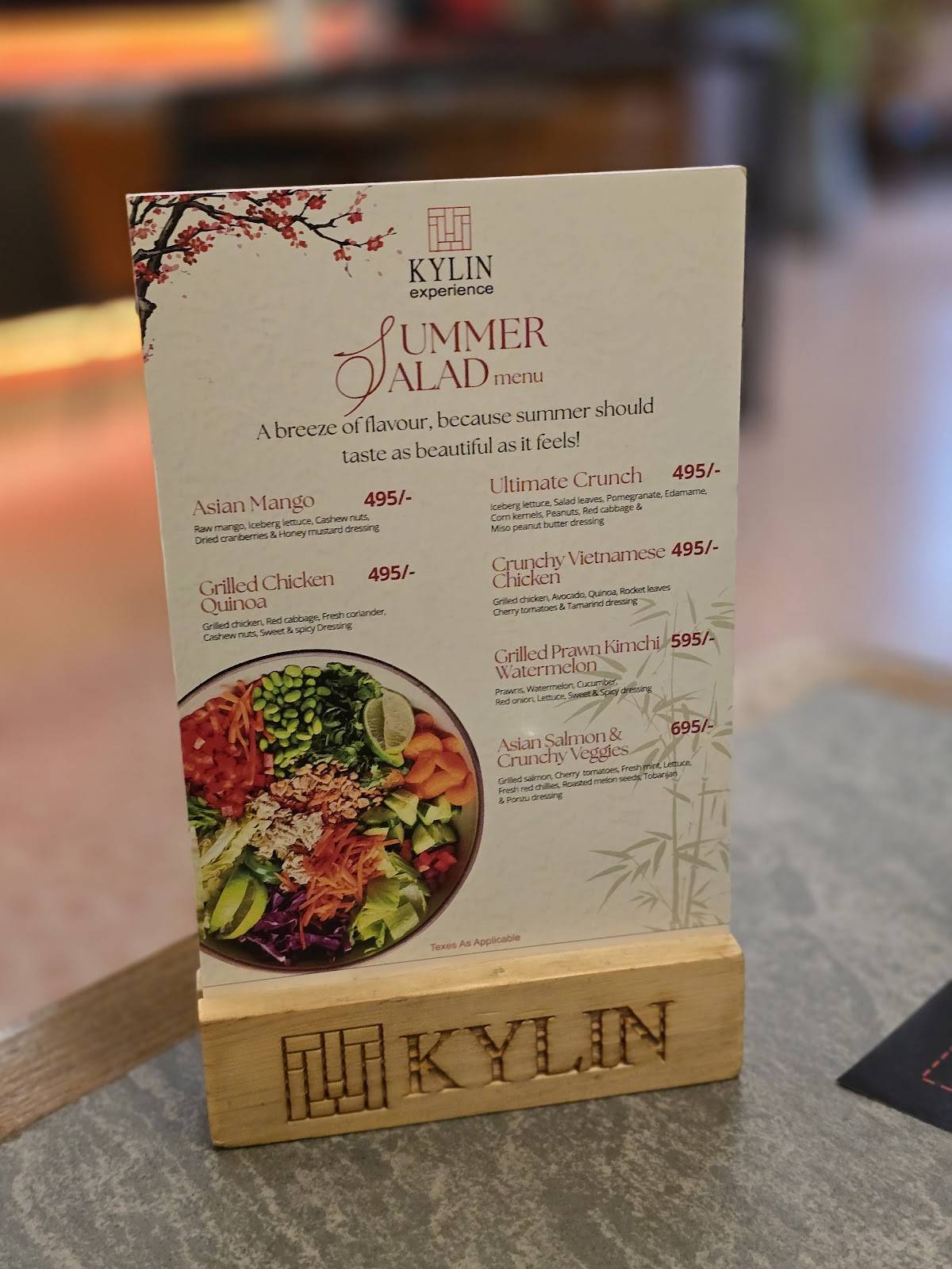 Kylin Experience menu