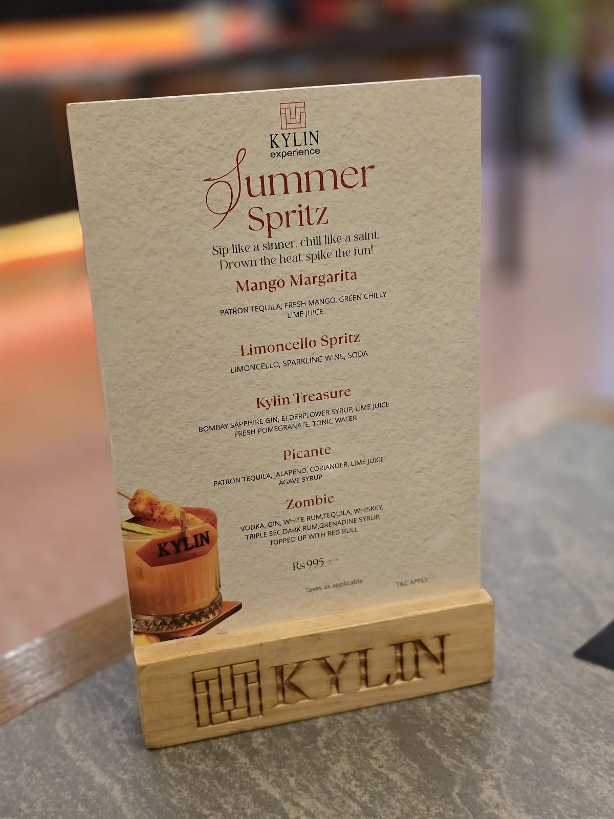 Kylin Experience menu