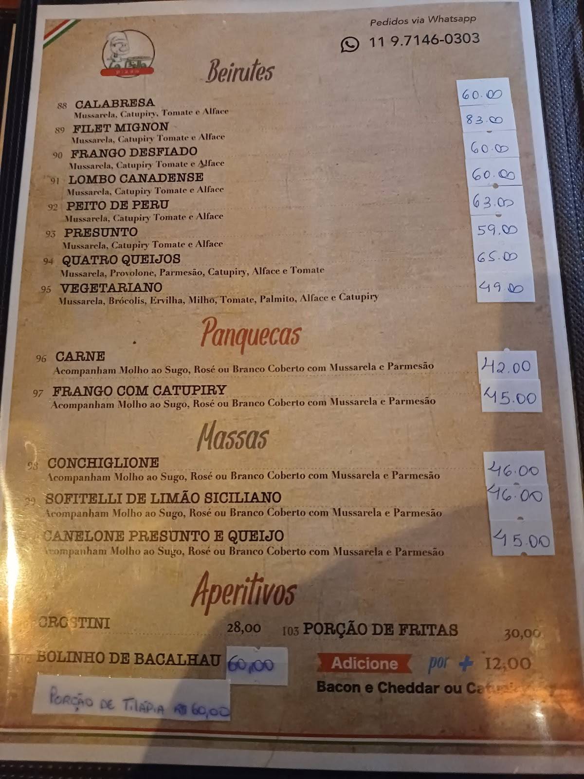 La Bella Casa di Pizza cardápio