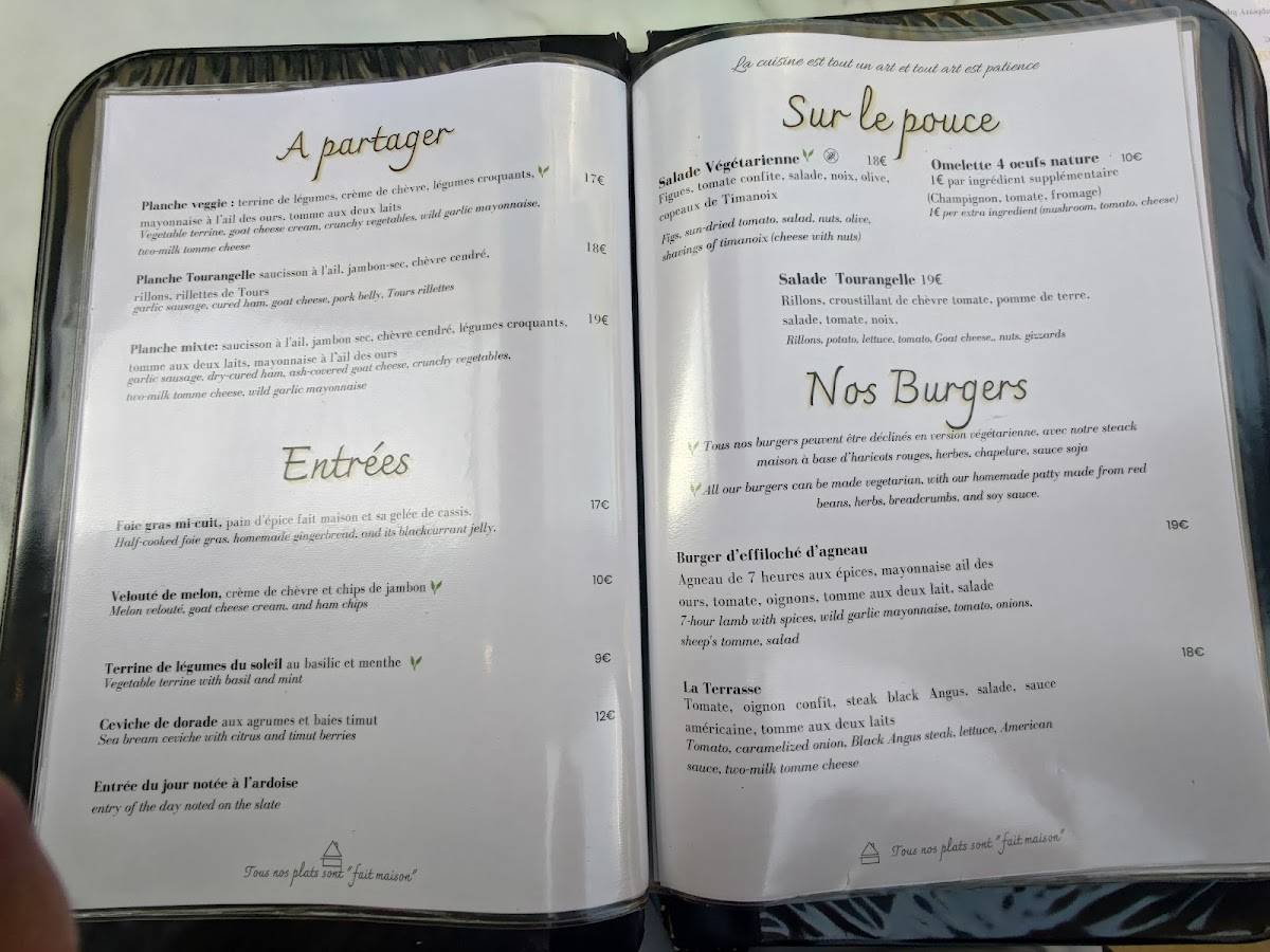 Menu de LA TERRASSE