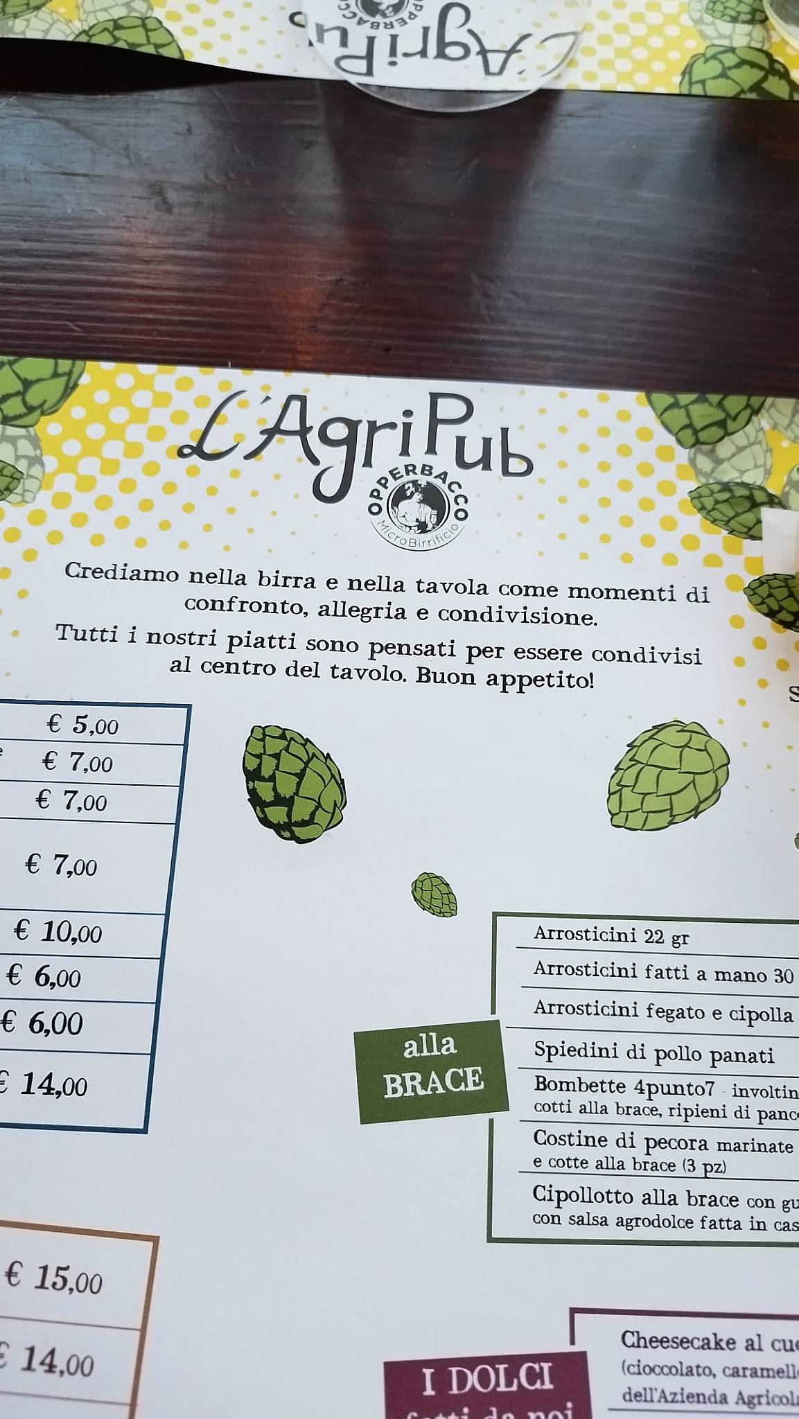 Menu di L'AgriPub Opperbacco 