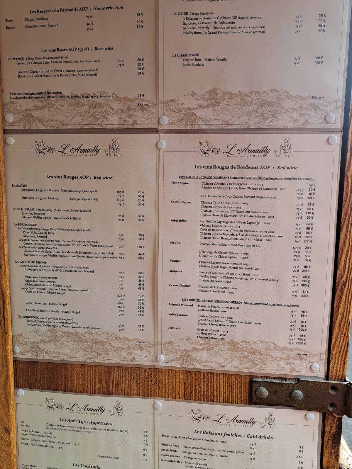 Menu de L'Armailly