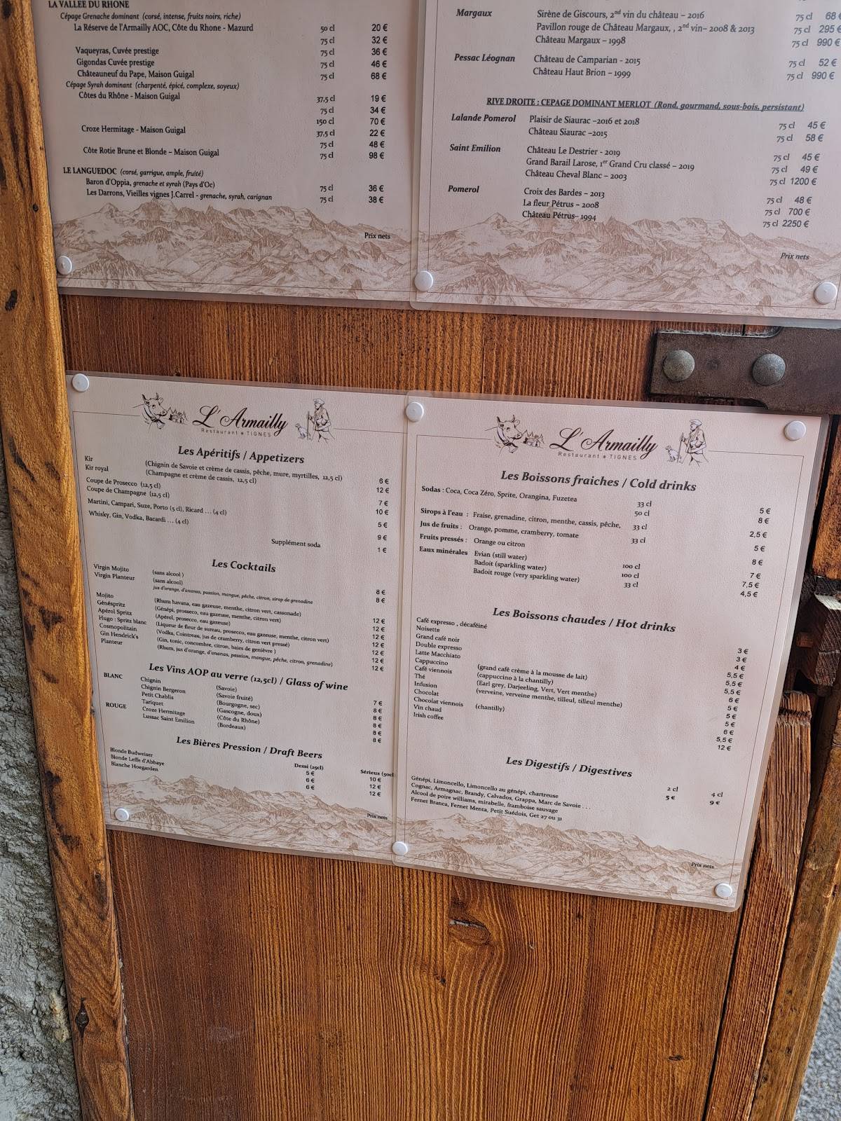 Menu de L'Armailly