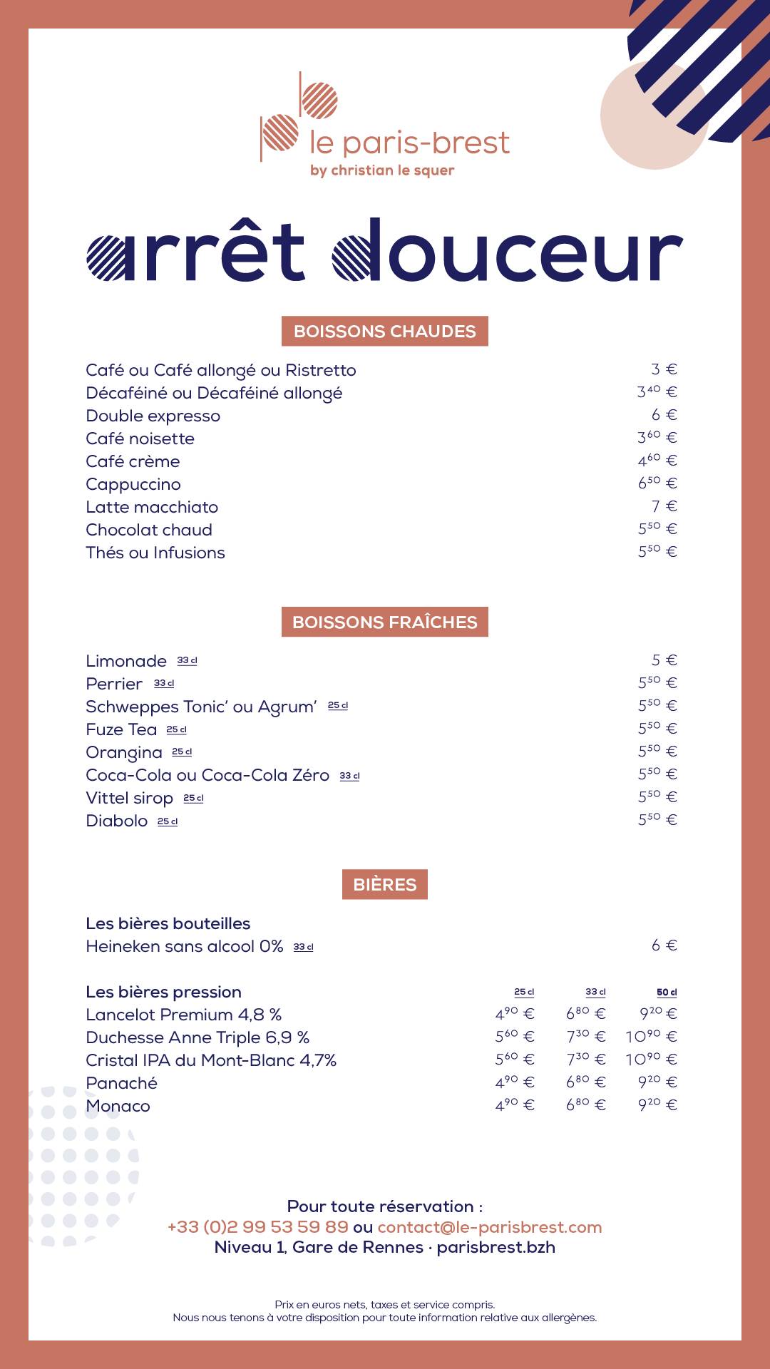 Menu de Le Paris-Brest Restaurant