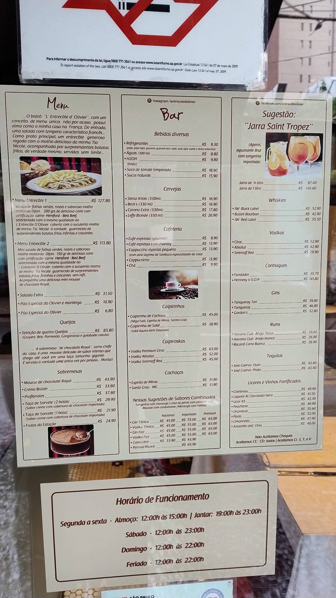 L'Entrecôte d'Olivier cardápio