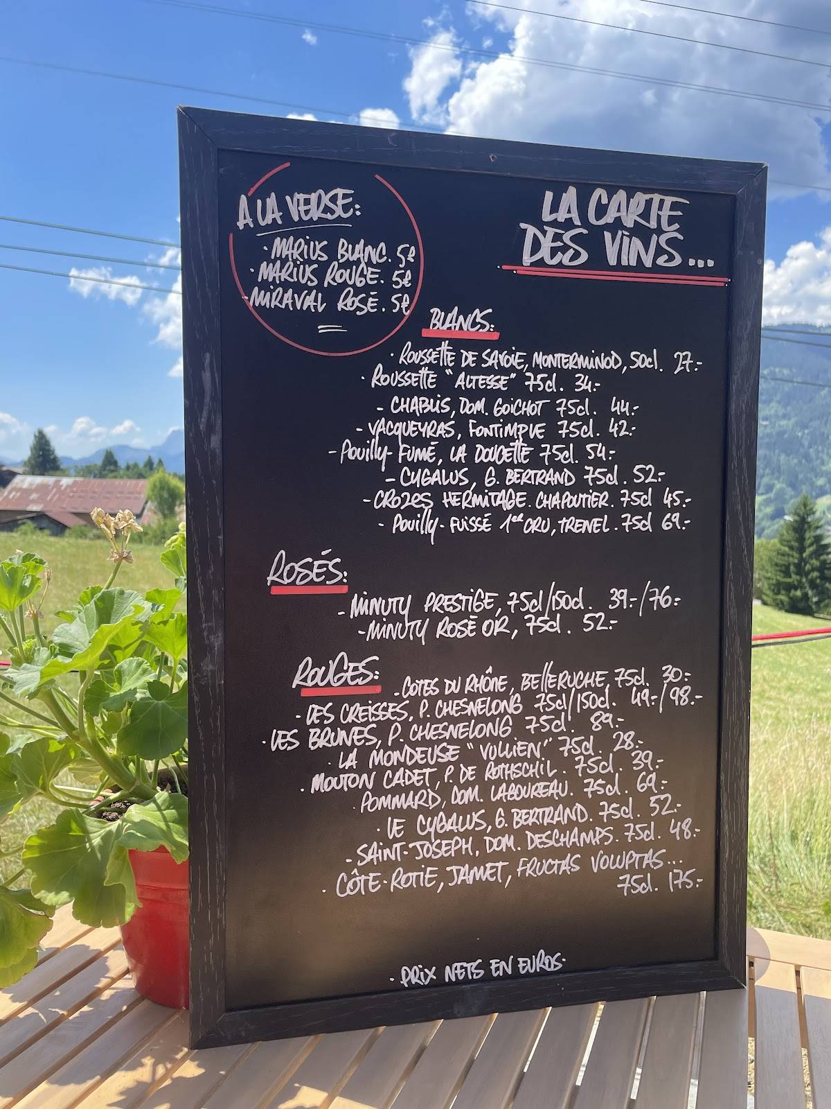 Menu de L'ISBA MEGEVE