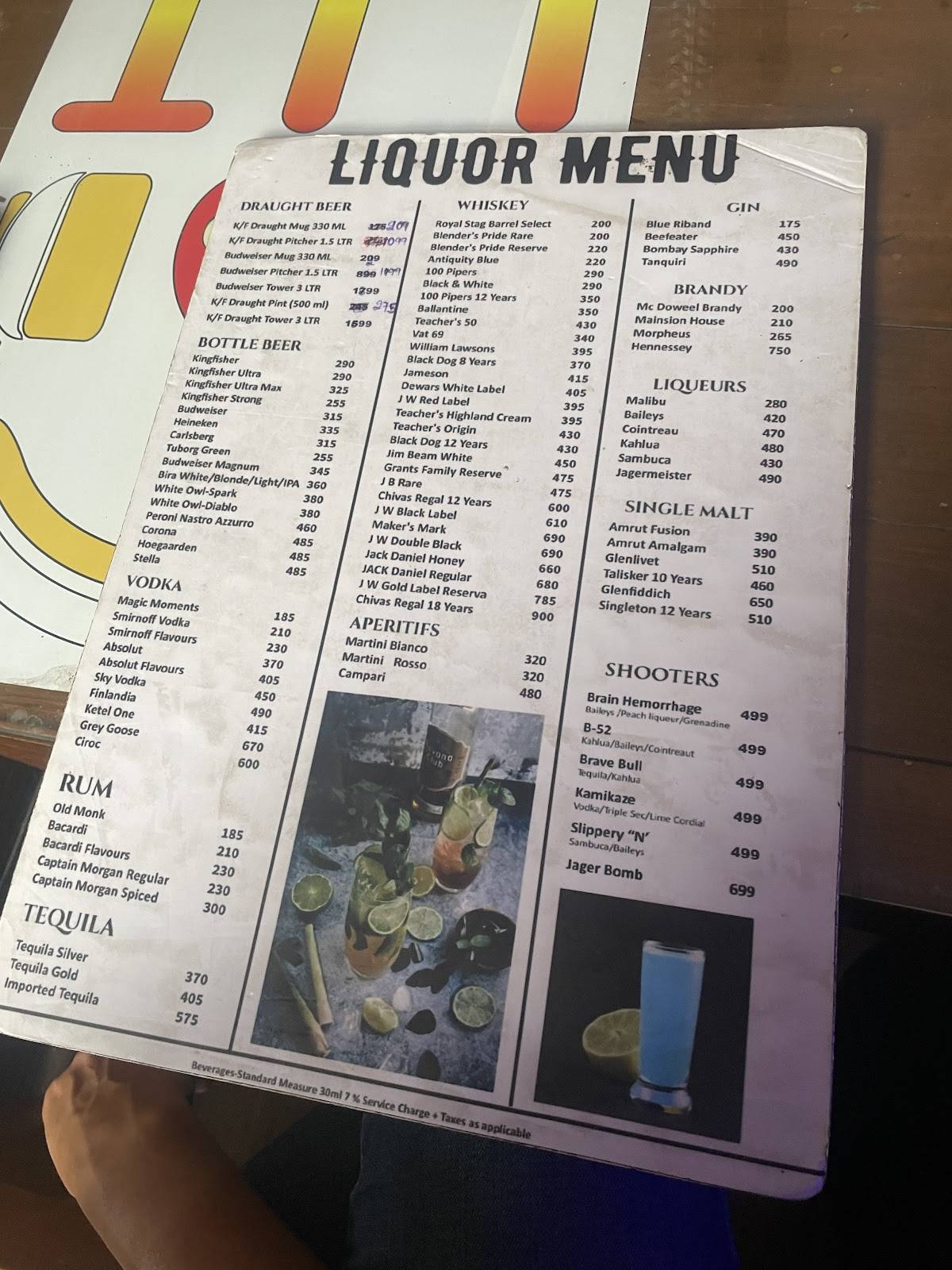 LIT Gastropub Bangalore menu