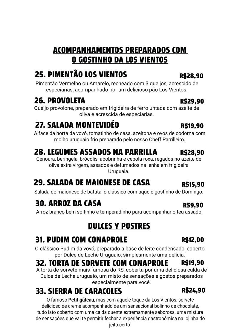 LOS VIENTOS cardápio