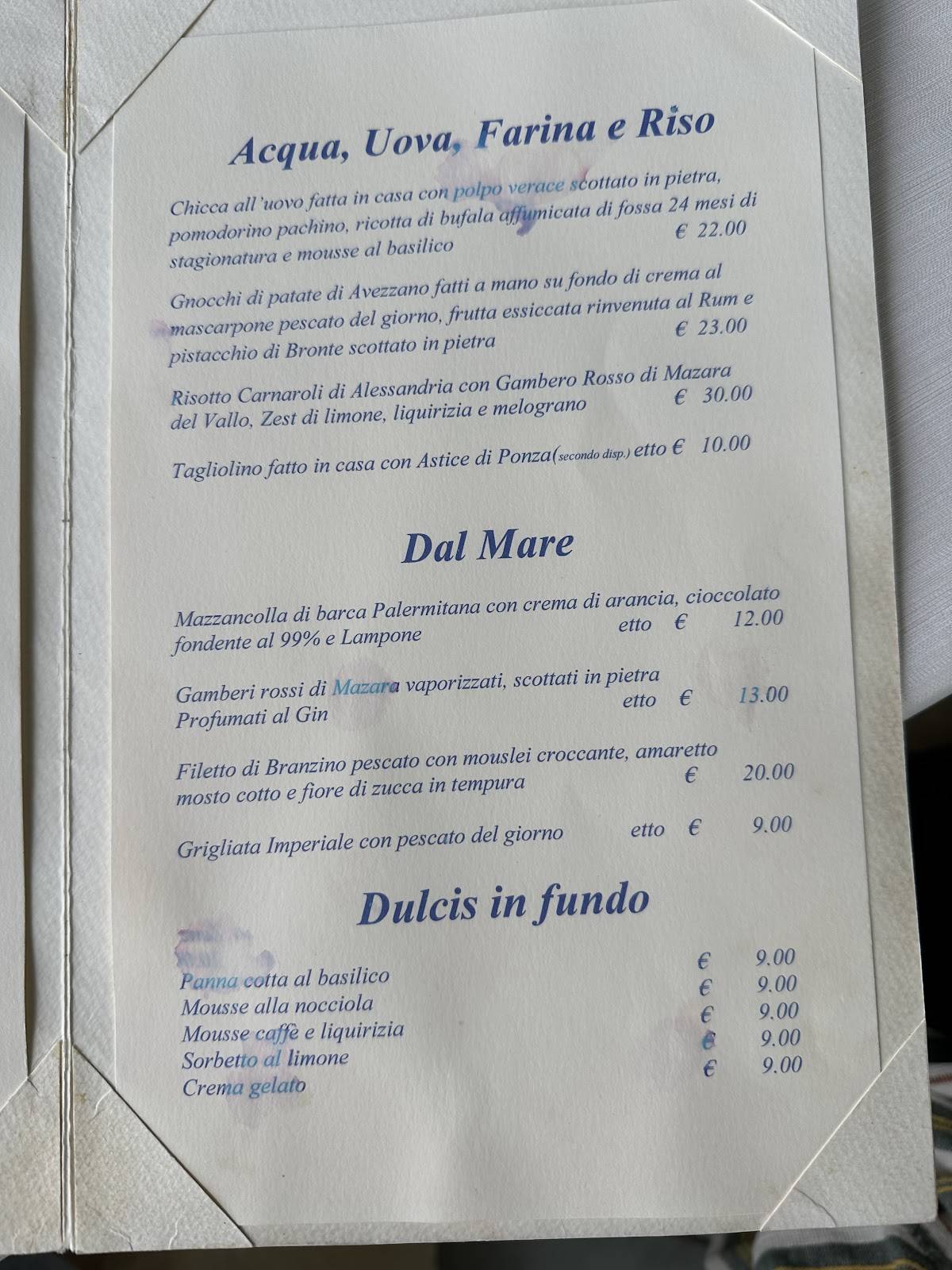 Menu di L'Ostrica Pazza 