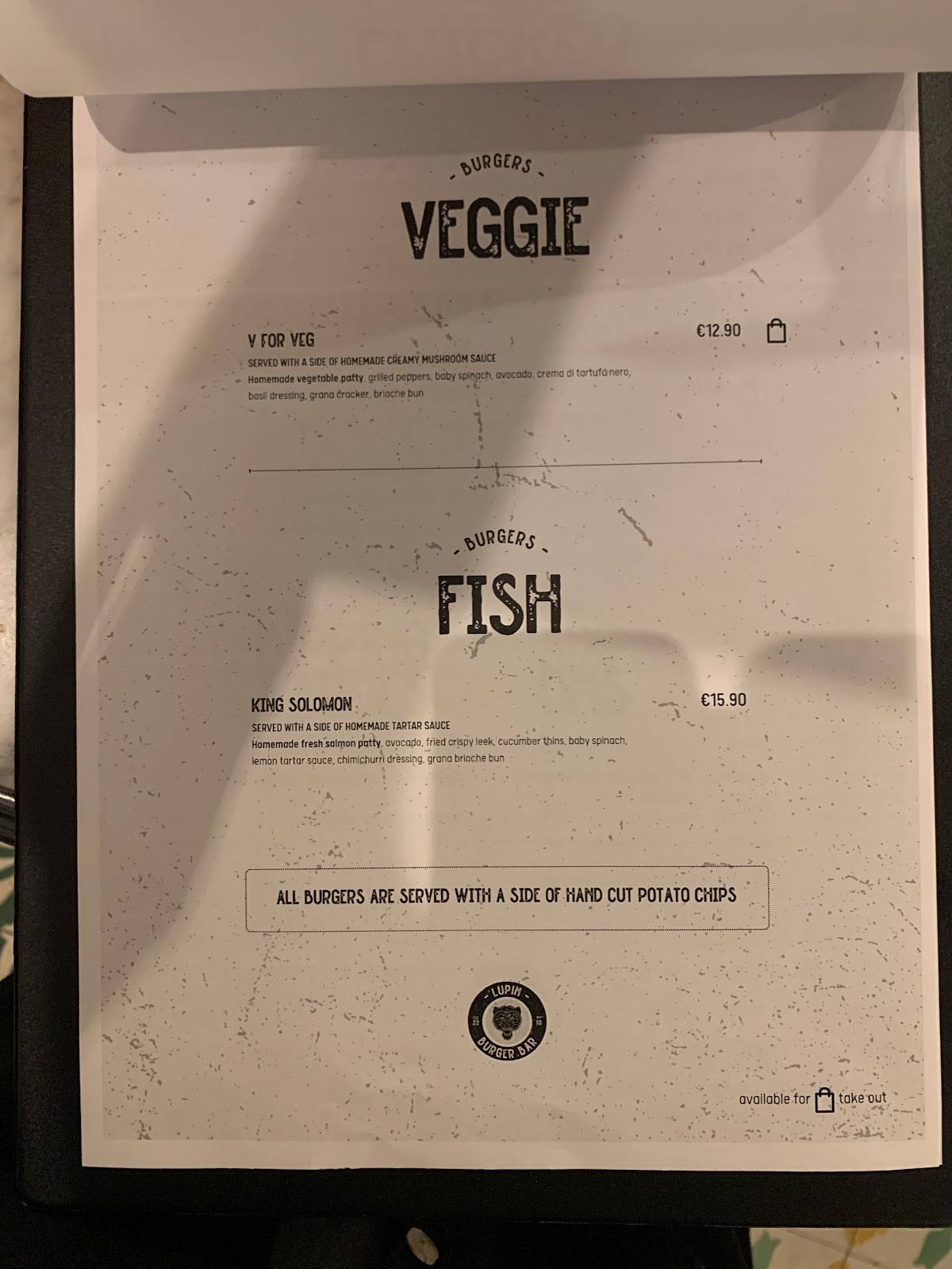 Menu at LUPIN Burger Bar & Pizza, HazZebbug