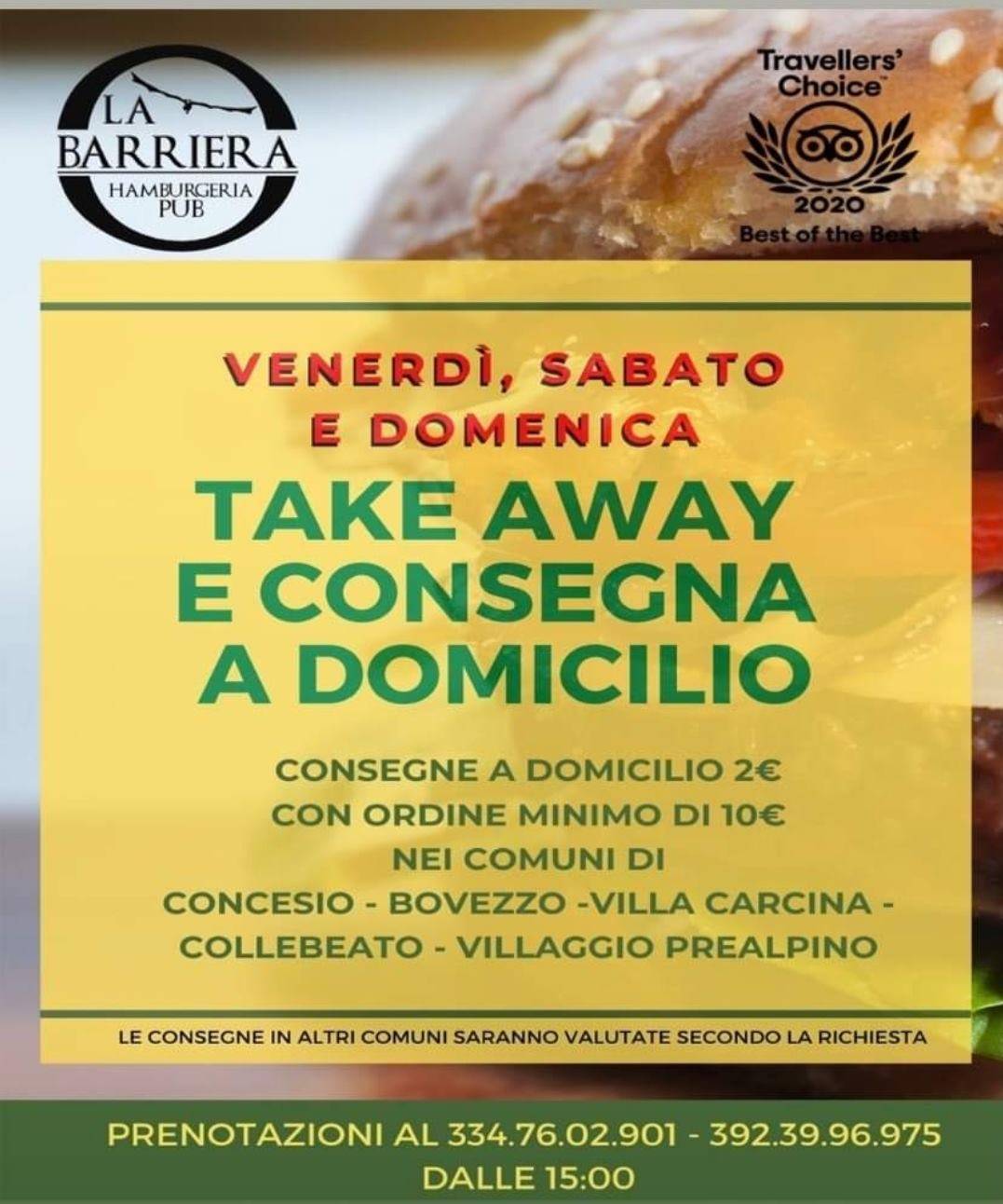 Menu di La Barriera Pub 