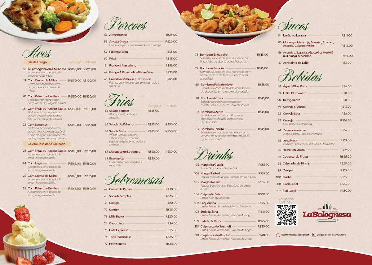 La Bolognesa Restaurante cardápio