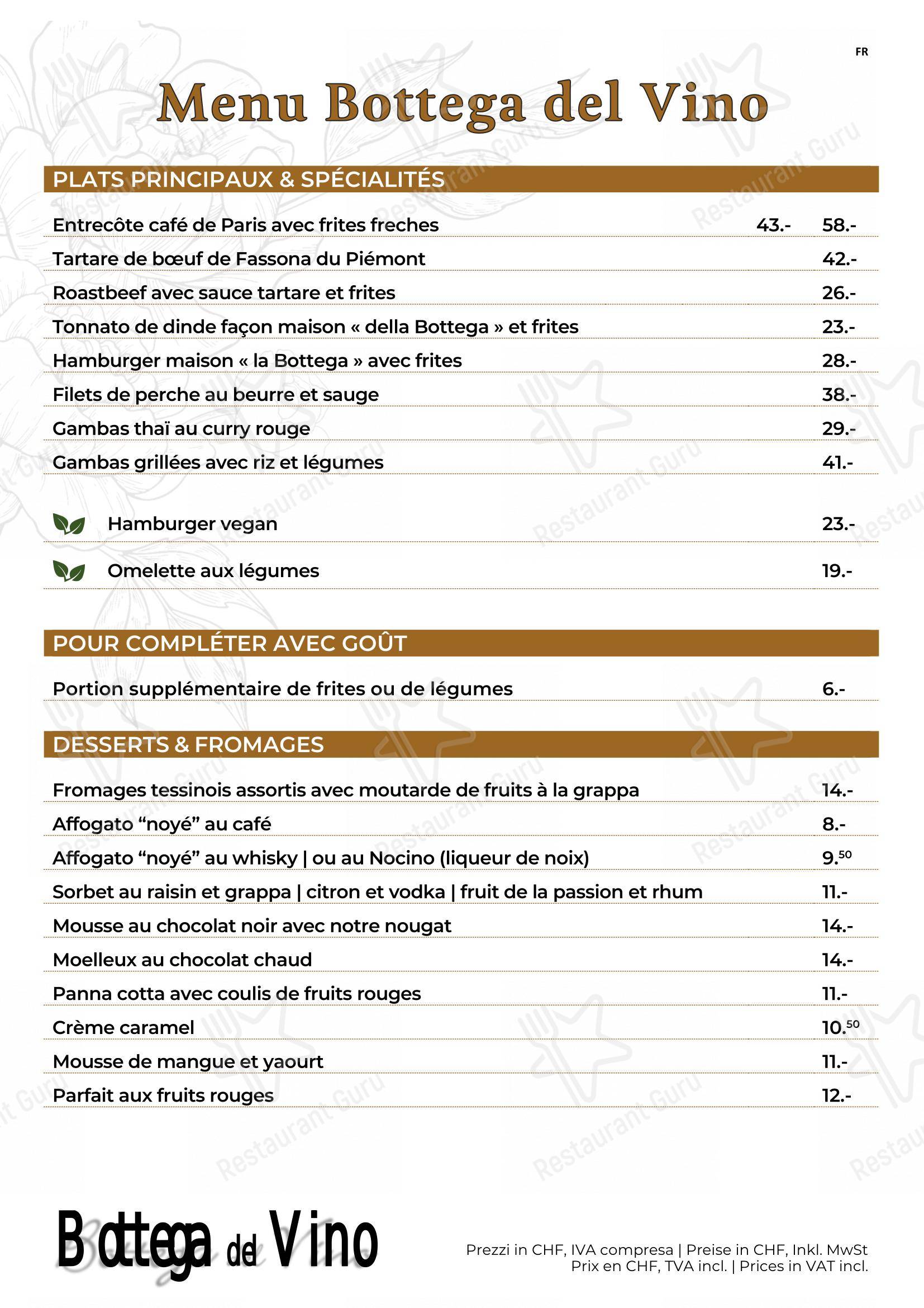 Menu di La Bottega del Vino - 菜单