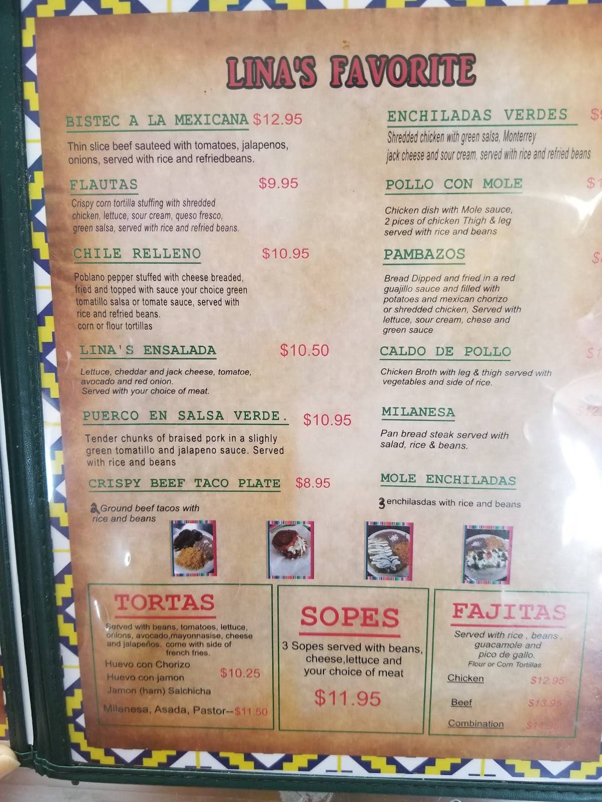 Menu at La Casa De Lina restaurant, Fort Worth