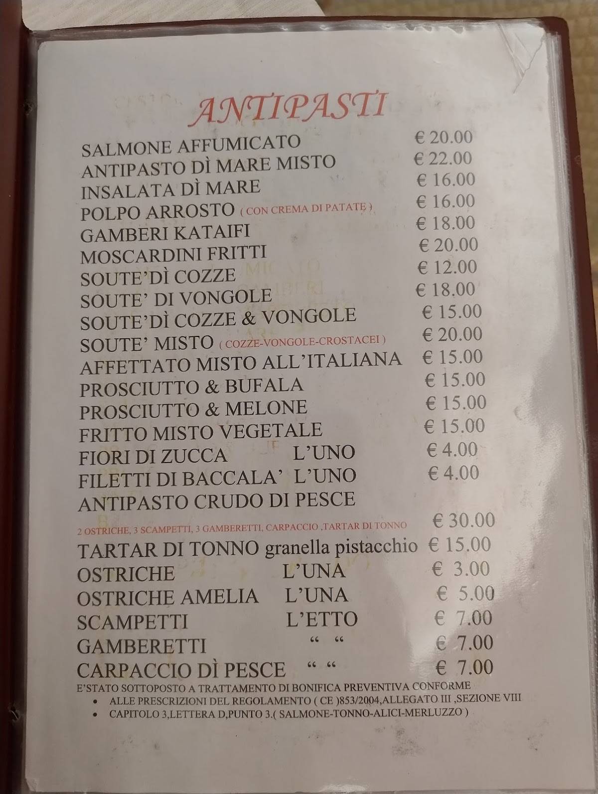 Menu di Ristorante La Cascina 