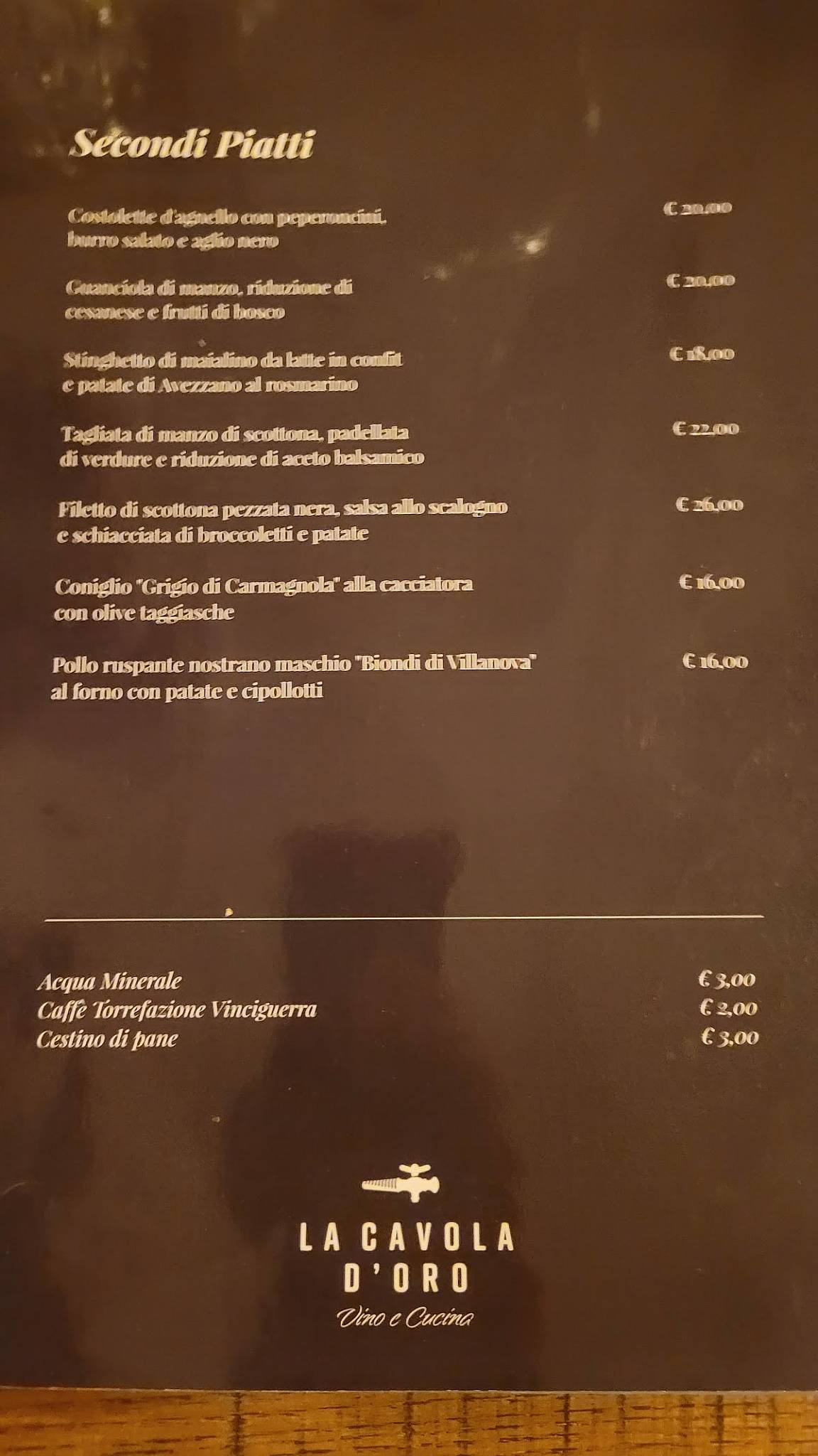 Menu di La Cavola D'Oro 
