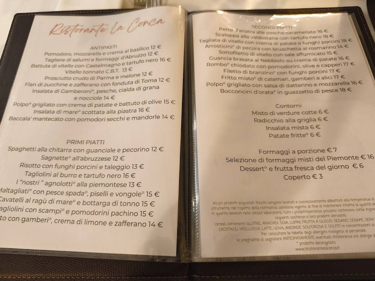 Menu di La Conca 