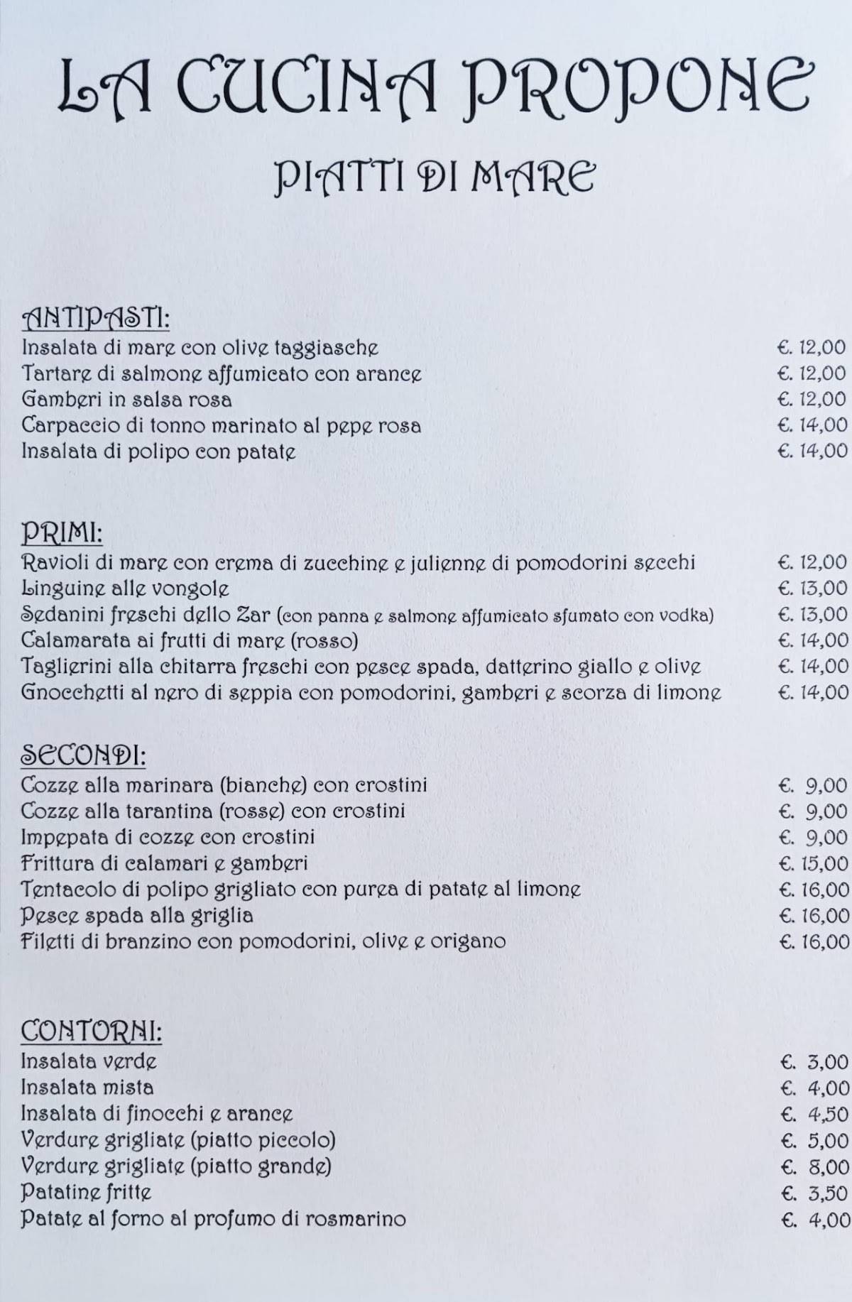 Menu di La Corte Ristorante Pizzeria None 