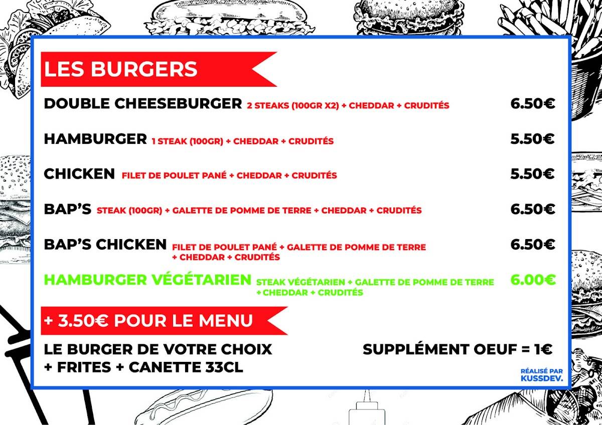 Menu de La Cour Neuve - Kebab, Tacos, Hamburger