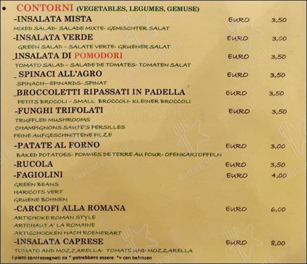 Menu de La Famigliola