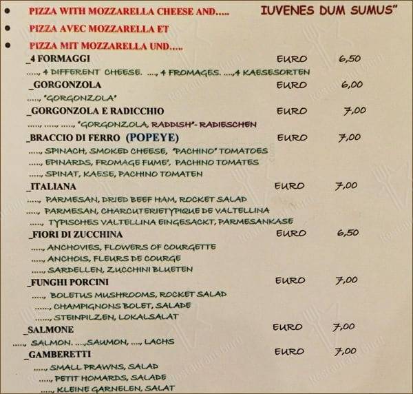 Menu de La Famigliola