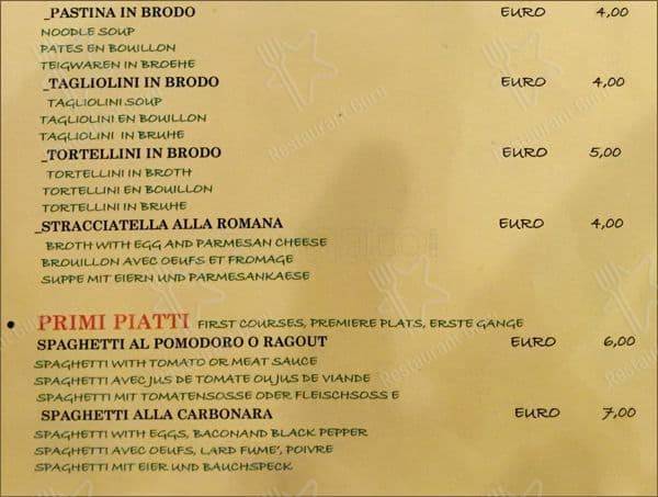 Menu de La Famigliola