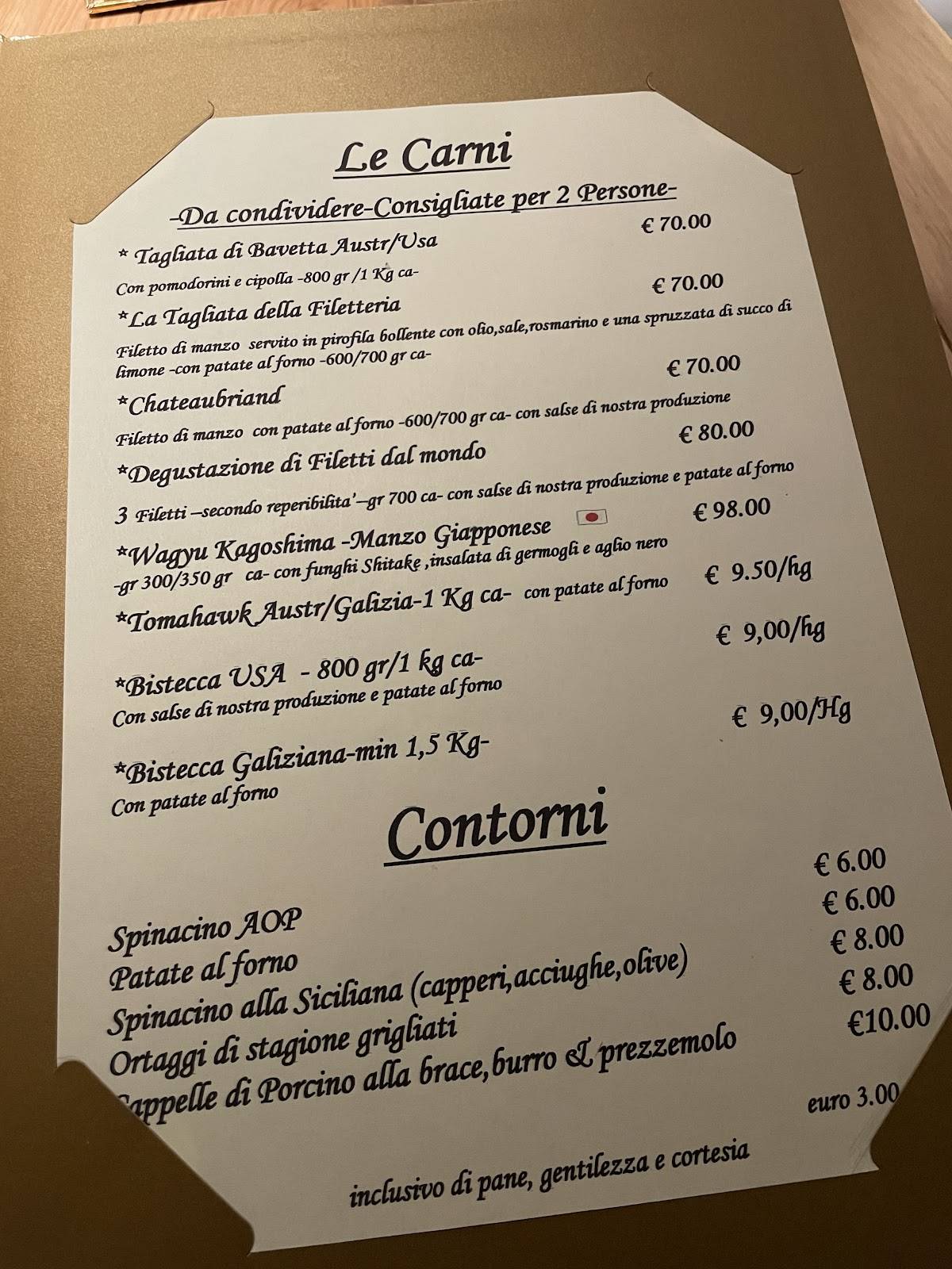 Menu di La Filetteria 2.0 