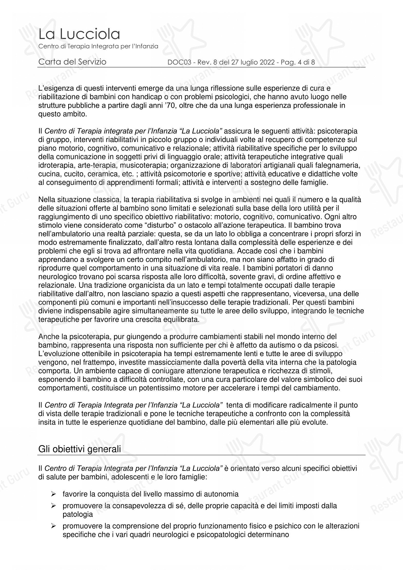 Menu per La Lanterna di Diogene in Ravarino