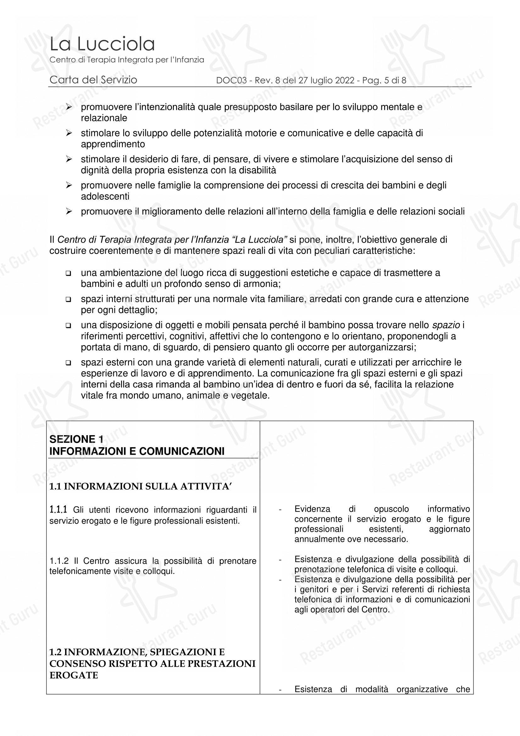 Menu di La Lanterna di Diogene - Menu