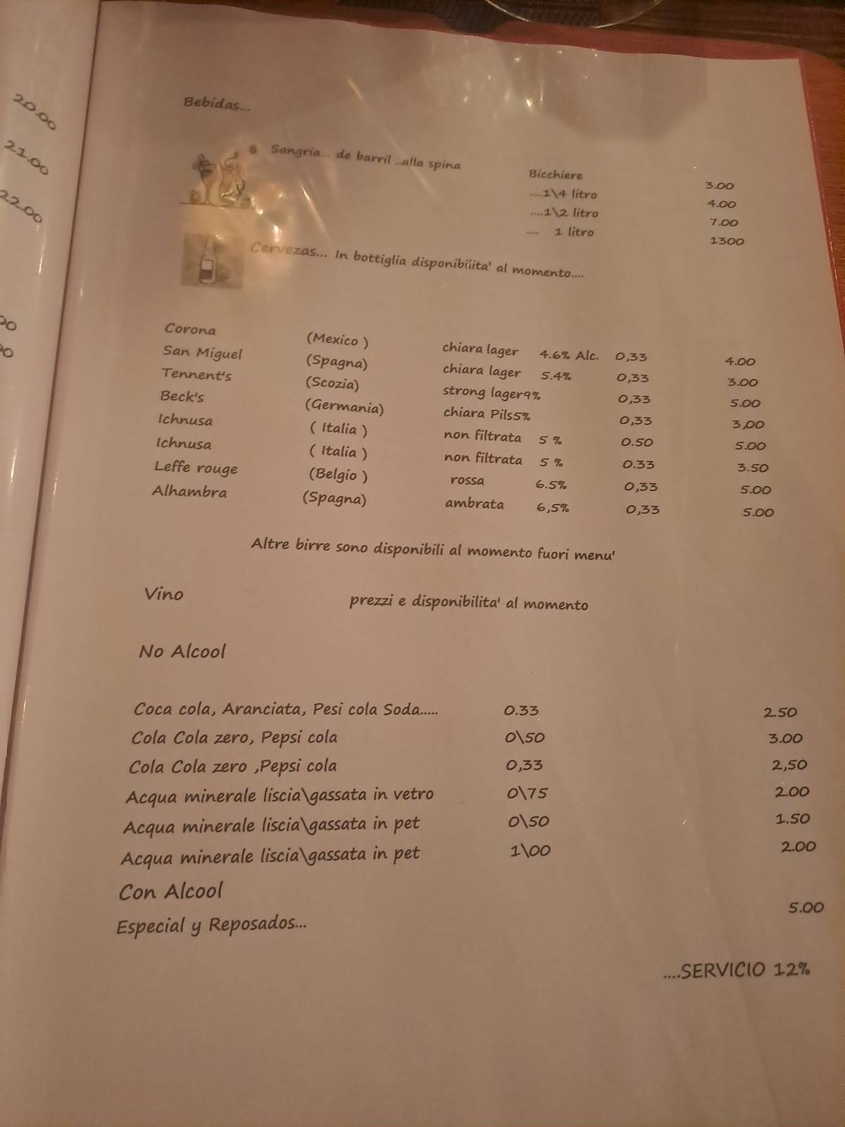 Menu di La Madrugada 