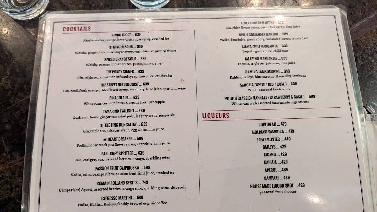 La Maison Rose menu