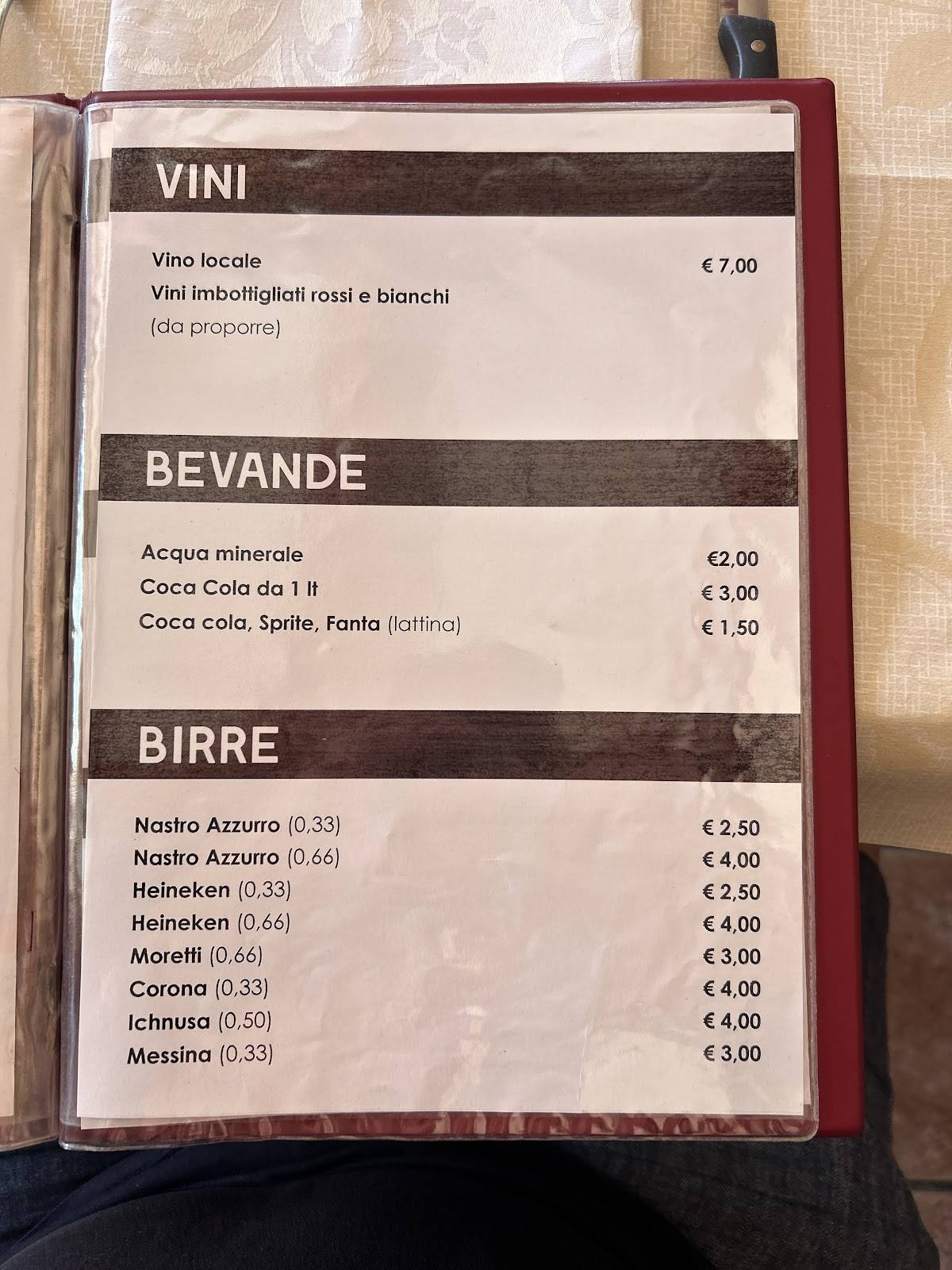 Menu di Pizzeria Trattoria La Montanara Pillari Rocco 