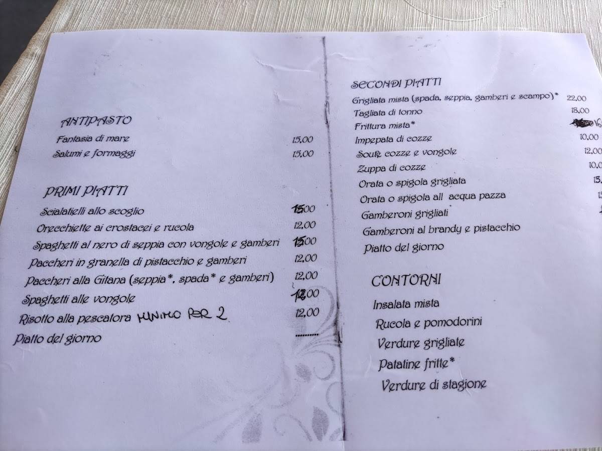 Menu di La Perla del Tirreno 